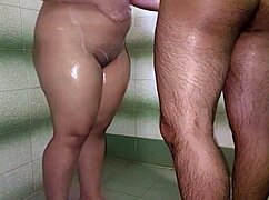 Neighbor bath starts innocent then she teases hard