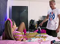the blonde brazilian teen with small tits fantasizes about her stepdad's big cock pounding her tight ass