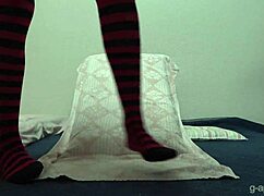 Akane Iruma strips socks and shorts for explosive leg masturbation orgasm!