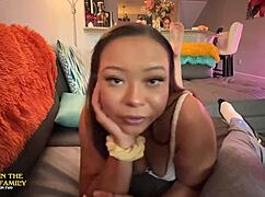 truth or dare? big booty ebony stepsis adriana maya rides cock doggystyle deepthroat cumshot