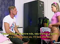 the blonde brazilian teen with small tits fantasizes about her stepdad's big cock pounding her tight ass