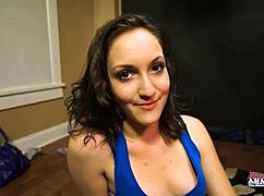 Skinny Brunette Ryann Sucks Strokes Swallows Every Hot Cum Drop!