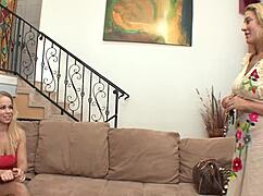 Blonde cougar lesbian makes beautiful blonde cum in fun 69 lick