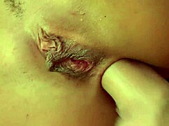 she rides his cock in red satin gloves ends with cumshot