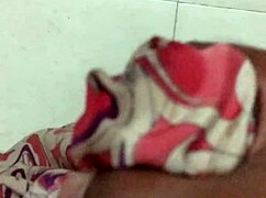 indian neighbor aunt in silk saree masturbates to cum