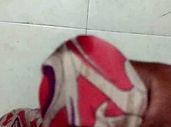 indian neighbor aunt in silk saree masturbates to cum