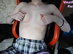 damn, this virgin teen plays her nipples solo till she cums hard at home