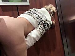 cute wife fucked hard in hotel elevator to get caught