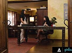 omg assistant ritchie fingered scissored licked by boss puck's huge natural tits 😘👅💦🔥