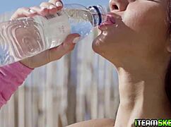 stunning brunette teen sucks monster cock outdoors so good 🍆💦