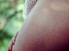 claudia bavel strips teasing in lingerie then masturbates outdoors with toys