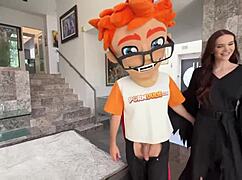 halloween broomstick chloe foxxe athletic brunette rides tattooed pornstar's monster cock cowgirl to missionary cumshot