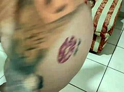 chubby tattooed german girl loves her fat ass spread wide