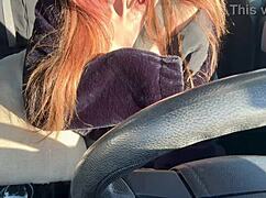 Italian big tits MILF Artemisia flashes HARD NIPPLES on solo car ride long hair outdoor fetish