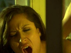 cum drips from mouth into her hair she savors it