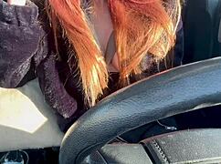 Italian big tits MILF Artemisia flashes HARD NIPPLES on solo car ride long hair outdoor fetish