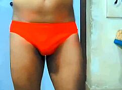 ebony shemale's tiny cock tempts at home