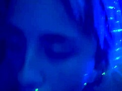 a girl gets her face roughly fucked in a crowded nightclub after teasing