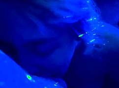 a girl gets her face roughly fucked in a crowded nightclub after teasing