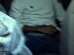 Kinky redhead driver catches passenger jerking huge cock in car backseat