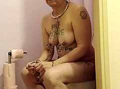 oh god i chained myself bent over for this dildo toilet slave session...