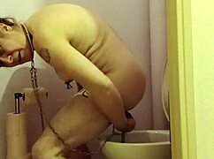 oh god i chained myself bent over for this dildo toilet slave session...