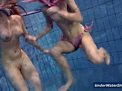 horny bikini teens rip clothes and strip nude in pool play 😏🏊‍♀️
