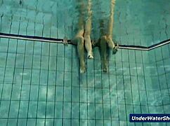 horny bikini teens rip clothes and strip nude in pool play 😏🏊‍♀️