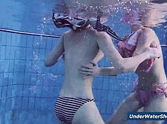 horny bikini teens rip clothes and strip nude in pool play 😏🏊‍♀️