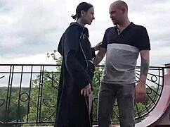 small skinny ass rough stretched destroyed by monster cock rooftop