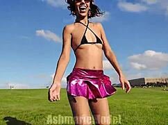 her hairy pits shake wildly while tits bounce pussy slips