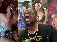 Cum Covered Transgender Babe with Petite Waist and Big Breasts Gets BBC Ass Fucked