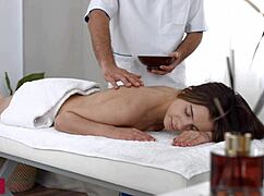 beautiful massage babe bends over for surprise anal fuck