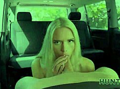 old cuck watches blonde teen girlfriend fucked hard in car pov