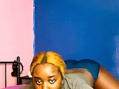 blonde babe grabs dildo and sucks it like a real cock