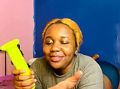 blonde babe grabs dildo and sucks it like a real cock