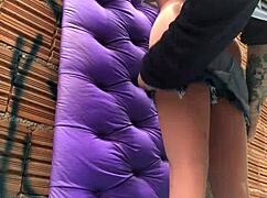 i'm stretchin that married ass in favela with my fuck doll toy outdoors