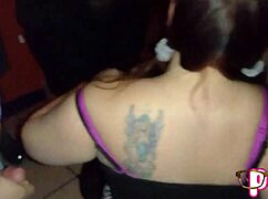 Slut Wife with Big Natural Tits Blows Swallows Strangers at Outdoor Vacation Party