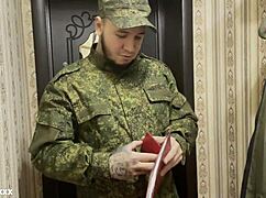 Russian Soldier Pounds Lonely Wife's Pussy Then Fills Ass with Creampie