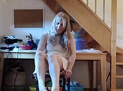 French mistress F facesits chained slave Ebed with humiliating dirty talk