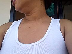 hijastra's on the balcony all hot n wet pussy showin... neighbor spies then she masturbates wild in his bed