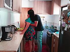 stepmom cooks sexy so i rip clothes and fuck her juicy pussy in kitchen