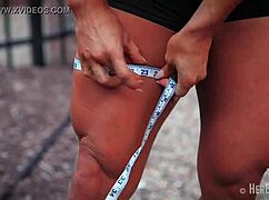 tia marie flexes her muscular biceps and sexy redhead boobs – measure up?