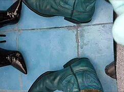 Boots soaked in hot pee stream from desperate need