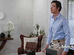 secretary catches coworker wanking to vr porn demands his cock instead