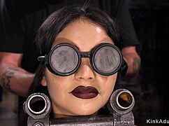 Brunette Wet Pussy Tormented In Tight Bondage Toys!