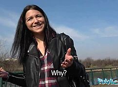 Russian waitress takes cash for outdoor public POV fuck and cumshot