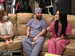 Doctor blasts blaire celeste's bound mouth with huge cum load backstage at tampa hospital bdsm scene