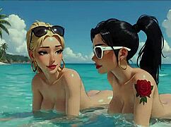 nude beach day turns wild in 3d hentai animation