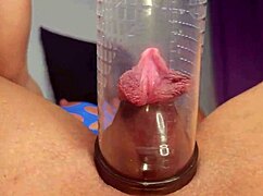 i'm busting my huge clit and pussy wide open with this vacuum pump oh god